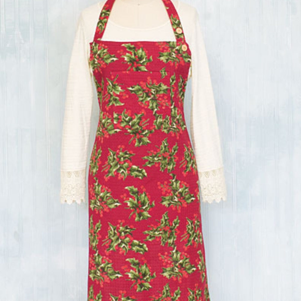 April Cornell Holly Honeycomb Apron O/S NWT